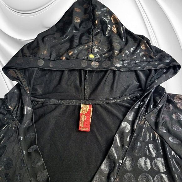 Apple Bottom black opalescent circles deconstructed hooded dress - Picture 5 of 8